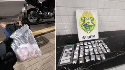 Imagem referente a notícia: Jovem de 23 anos foi preso com 38 buchas de cocaína escondidas em suas roupas no bairro 14 de Novembro