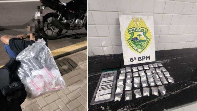 Imagem referente a notícia: Jovem de 23 anos foi preso com 38 buchas de cocaína escondidas em suas roupas no bairro 14 de Novembro