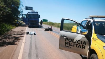 Imagem referente a notícia: Motociclista de 27 anos morre em colisão frontal com caminhão na PR-317 em Toledo