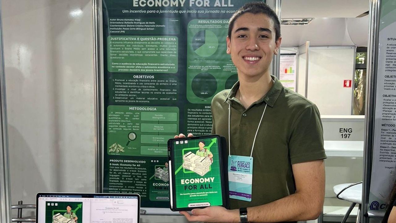 Estudante de Cascavel representa o Paraná em feira científica da USP com projeto de educação financeira
