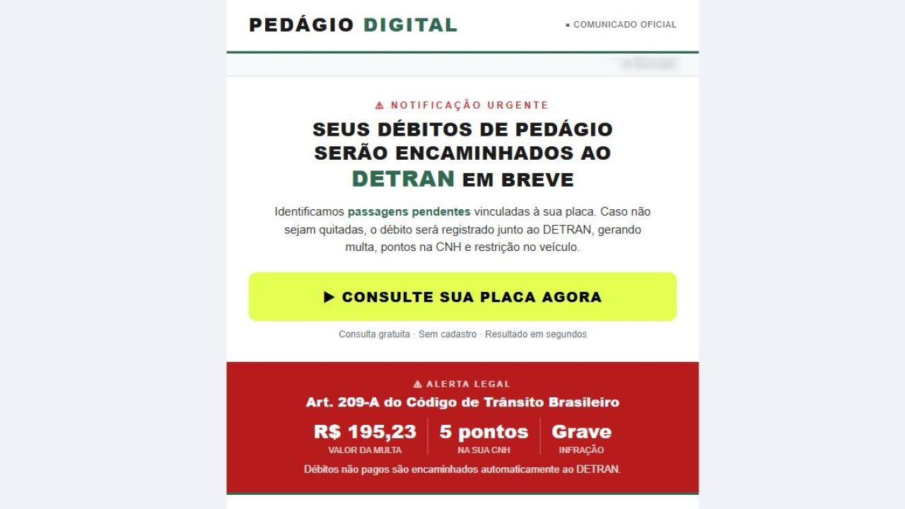 Golpe do pedágio eletrônico dispara no Paraná e ameaça motoristas com cobranças falsas