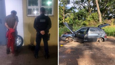Imagem referente a notícia: Flagrado com peças suspeitas na madrugada, homem pode estar ligado a carro furtado encontrado horas depois em Cascavel