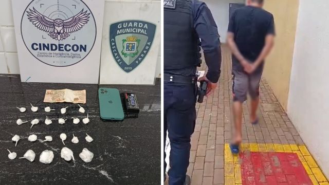 Jovem é detido com 22 porções de cocaína e carro usado no tráfico no Bairro Universitário, em Cascavel