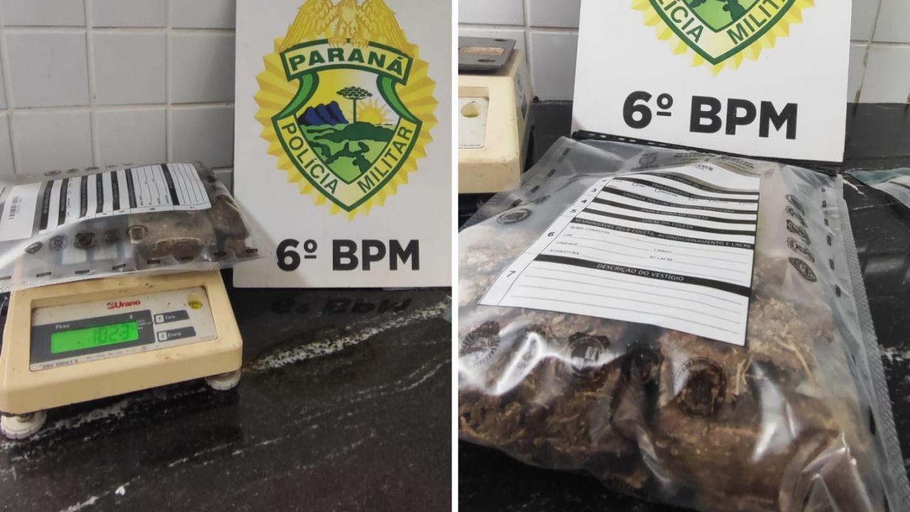 Delivery de drogas é interceptado pela PM no centro de Cascavel;  1 kg de maconha