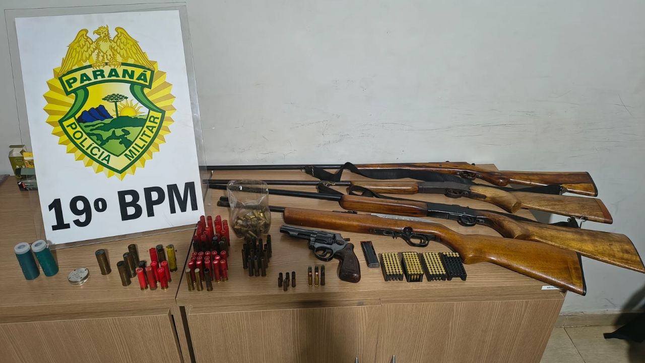 Tiros, ameaça e arsenal apreendido: ocorrência de violência doméstica mobiliza PM em Nova Santa Rosa