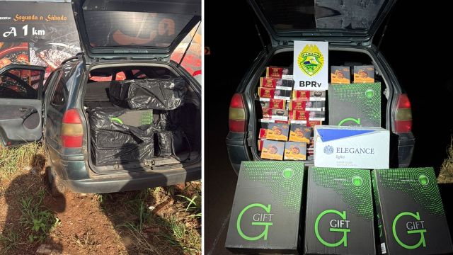 Perseguição na PR-180 termina com prisão de casal e apreensão de cigarros contrabandeados no Paraná