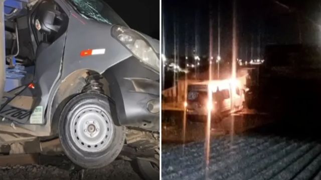 Imagem referente a notícia: Vídeo mostra momento em que van é atingida e arrastada por trem em Ponta Grossa