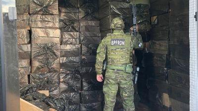 Imagem referente a notícia: Polícia Militar e PF apreendem 25 mil maços de cigarros contrabandeados e prende mulher no Paraná