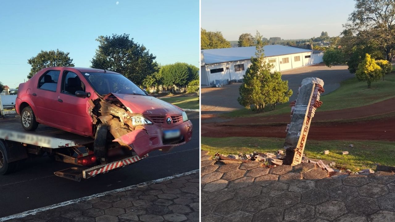 Motorista é preso por embriaguez após colidir carro contra muro de órgão público em Quedas do Iguaçu