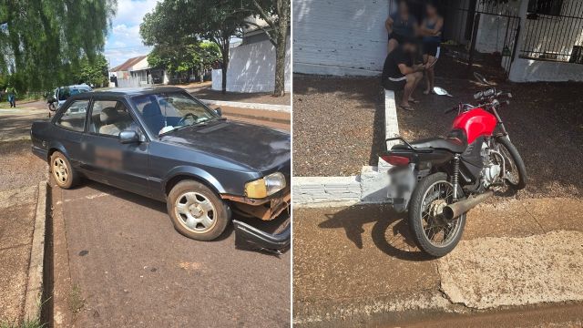 Motociclista fica ferido após colisão com carro durante manobra no bairro Santa Cruz, em Cascavel