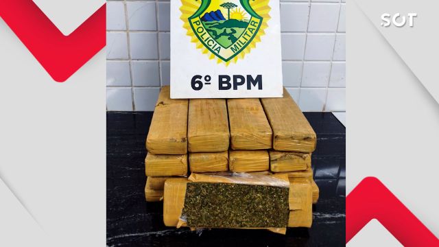 Imagem referente a notícia: Jovem é presa com quase 15 kg de maconha durante corrida por aplicativo em Cascavel