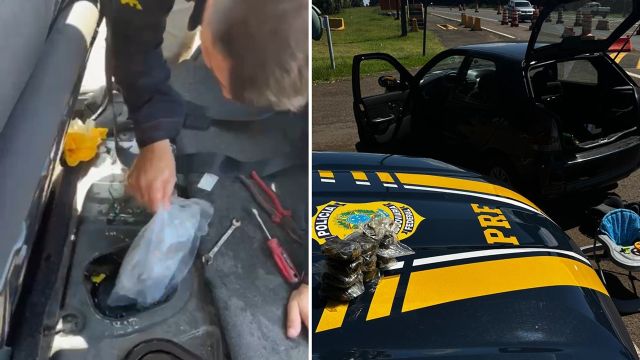 PRF apreende haxixe de alto valor e maconha escondidos em carro na BR-277 e prende casal no PR