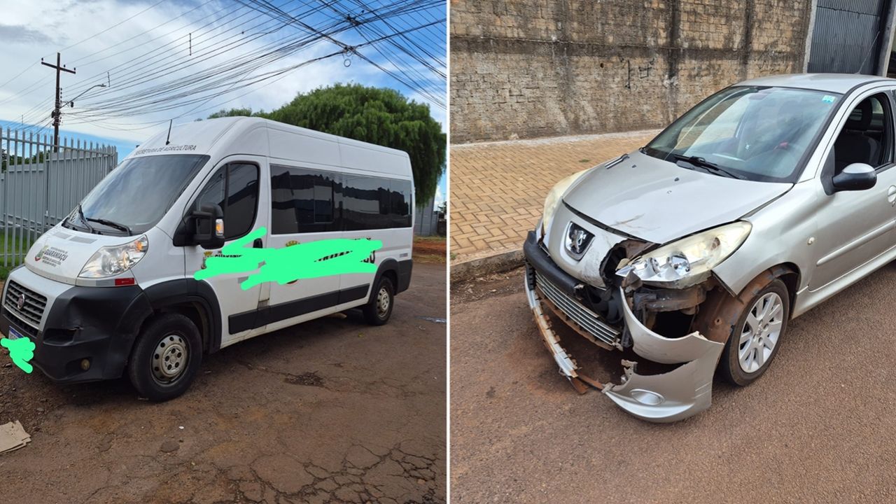 Colisão entre carro oficial e automóvel de passeio se envolvem em batida no Bairro Santa Cruz, em Cascavel