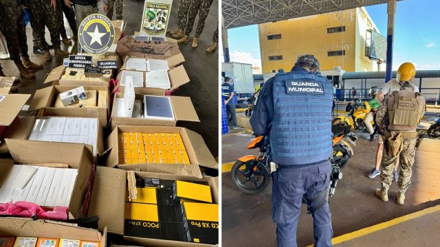 Imagem referente a notícia: Receita Federal apreende R$ 1,8 milhão em eletrônicos escondidos em fundo falso de caminhão na Ponte da Amizade
