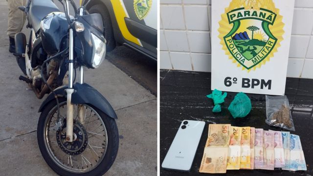 PM apreende moto irregular e prende dois por tráfico de drogas em ações distintas em Cascavel