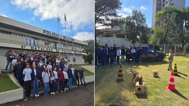 Imagem referente a notícia: Projeto aproxima estudantes da Polícia Militar e desperta interesse por carreira na segurança pública no Oeste do Paraná