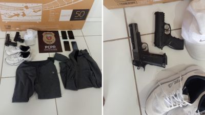 Imagem referente a notícia: Trio é preso em flagrante após roubo com vítima amarrada e transferências via PIX no oeste do Paraná