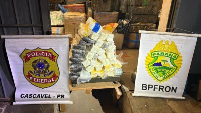 Imagem referente a notícia: Ação integrada apreende 43 kg de cocaína e prende homem em Cascavel durante operação policial