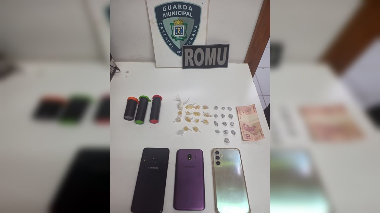 Dupla é presa com drogas durante abordagem da Guarda Municipal em Cascavel