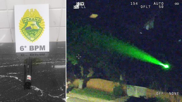 Homem é detido em Cascavel após apontar laser contra aeronave da PM e colocar voo em risco