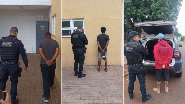 Imagem referente a notícia: Três homens são presos pela Guarda Municipal por descumprimento de medida protetiva e mandado de prisão em Cascavel