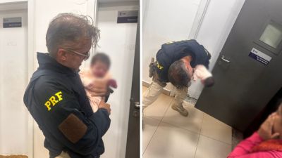 Imagem referente a notícia: PRF salva bebê de 20 dias engasgada com leite em unidade de Cascavel