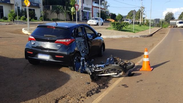Motociclista fica gravemente ferido após colisão com carro na PR-473 em Espigão Alto do Iguaçu