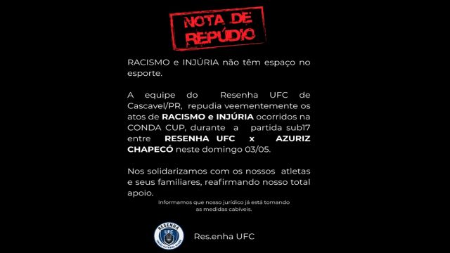 Imagem referente a notícia: Denúncia de racismo em competição sub-17 gera boletim de ocorrência na Conda Cup, em Santa Catarina