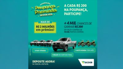 Imagem referente a notícia: Sicoob distribui mais de R$ 2 milhões em prêmios na Poupança Premiada 2026