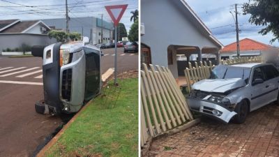Imagem referente a notícia: Motorista fica ferido após carro avançar preferencial e provocar acidente em Assis Chateaubriand