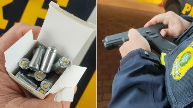 Imagem referente a notícia: PRF apreende pistola de treinamento irregular e mercadorias durante fiscalização na BR-277 em Cascavel