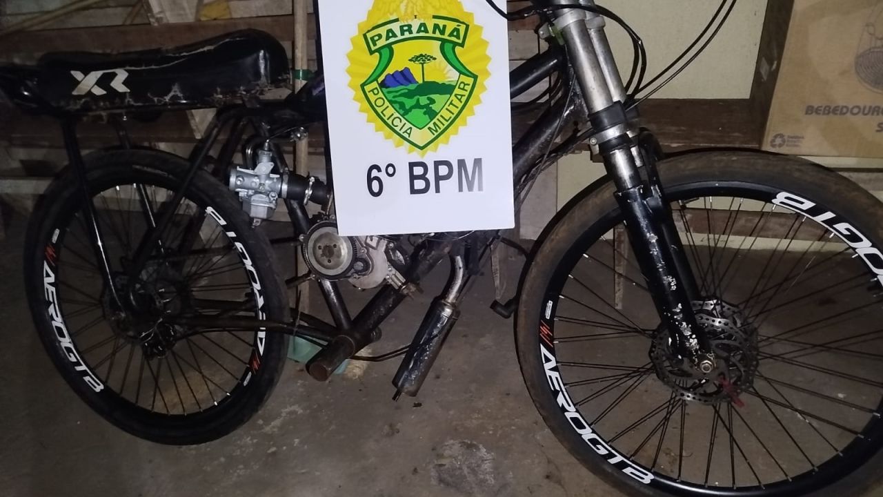 Bicicleta motorizada irregular é apreendida após denúncias de perturbação em Três Barras do Paraná