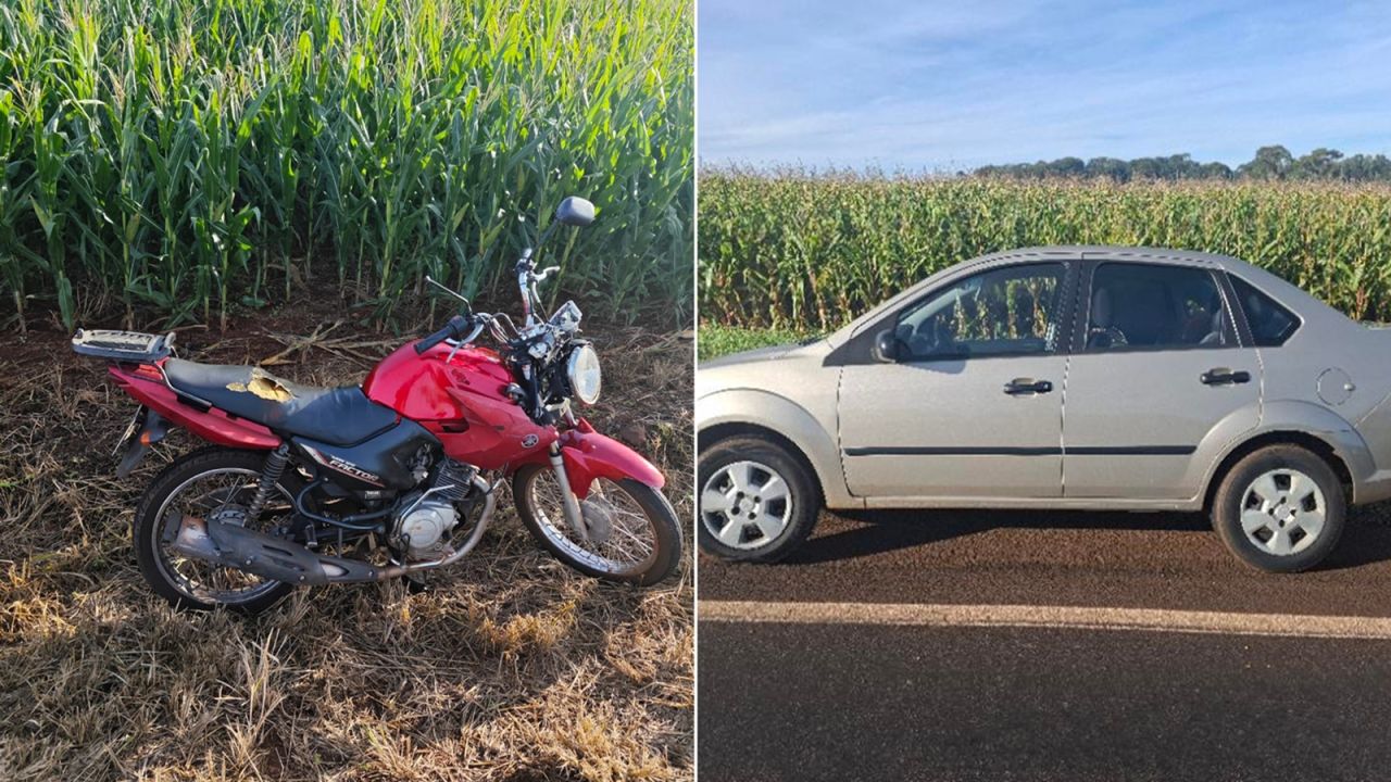 Colisão entre carro e moto deixa homem ferido na PRC-467 em Marechal Cândido Rondon