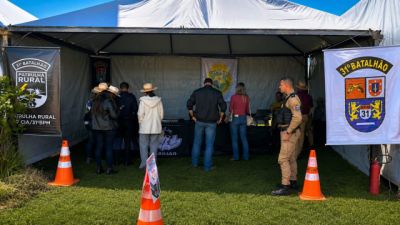 Imagem referente a notícia: Patrulha Rural reforça segurança no campo durante Agro Copacol 2026 em Cafelândia