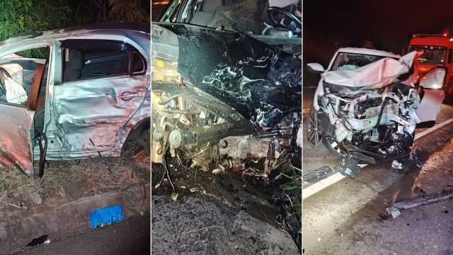 Acidente grave na PR-486 deixa dois mortos e dois feridos em colisão envolvendo três carros no Paraná
