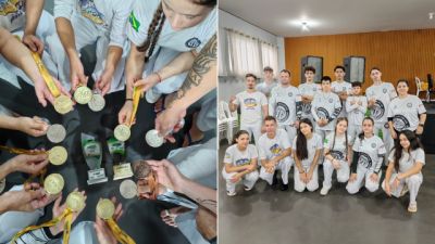 Imagem referente a notícia: Delegação de Cascavel conquista vice-campeonato geral e 13 medalhas no Paranaense do Vale do Ivaí de Capoeira