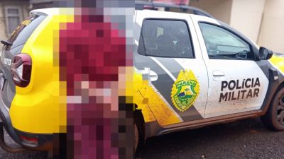 Imagem referente a notícia: Homem é preso após tentar roubar distribuidora e ser contido por vítima em Quedas do Iguaçu