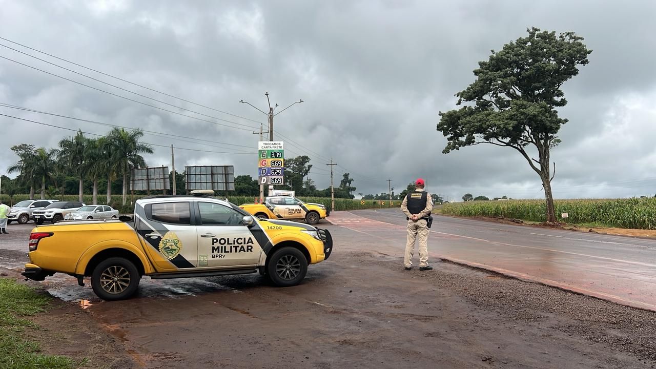 Chuva intensa no Oeste do Paraná leva BPRV a reforçar pontos de fiscalização em trechos críticos de rodovias