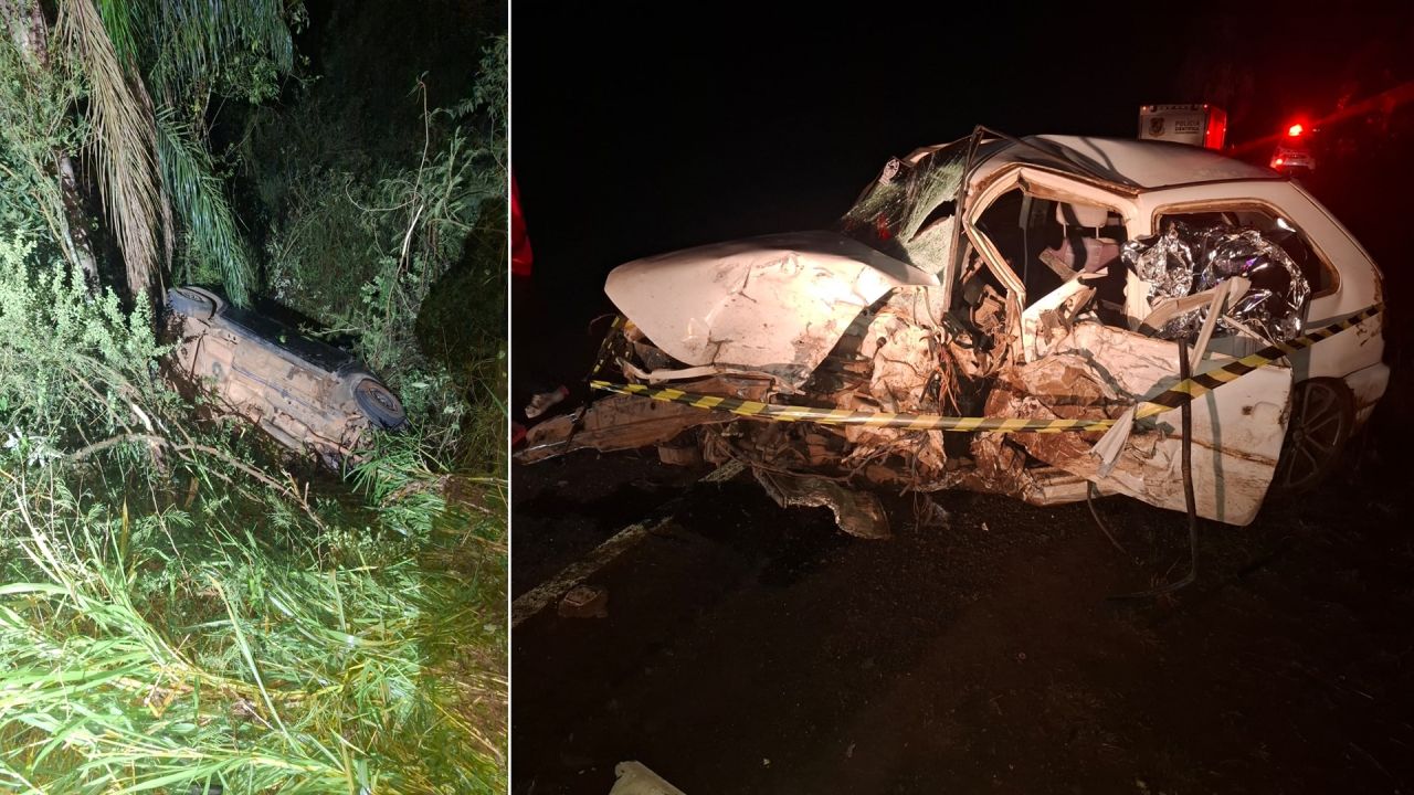 Colisão frontal na PR-281 deixa um morto e três feridos em Mangueirinha, no Paraná