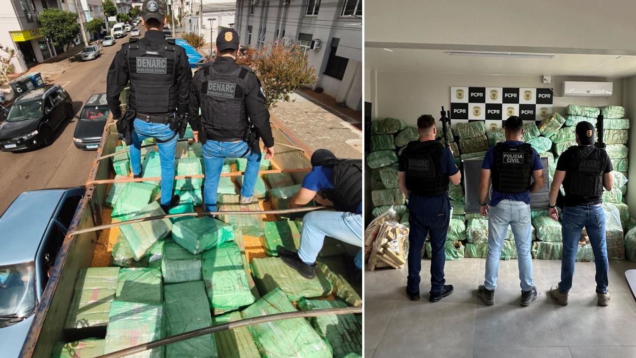 PCPR apreende 2,3 toneladas de maconha escondidas em carga de milho na PR-280, em Palmas