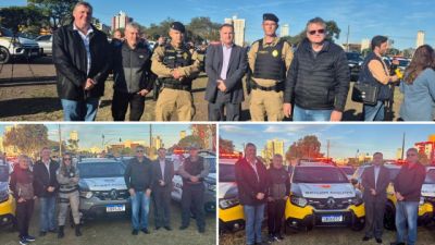Imagem referente a notícia: Corbélia recebe duas novas viaturas para reforçar atuação da Polícia Militar e Polícia Penal