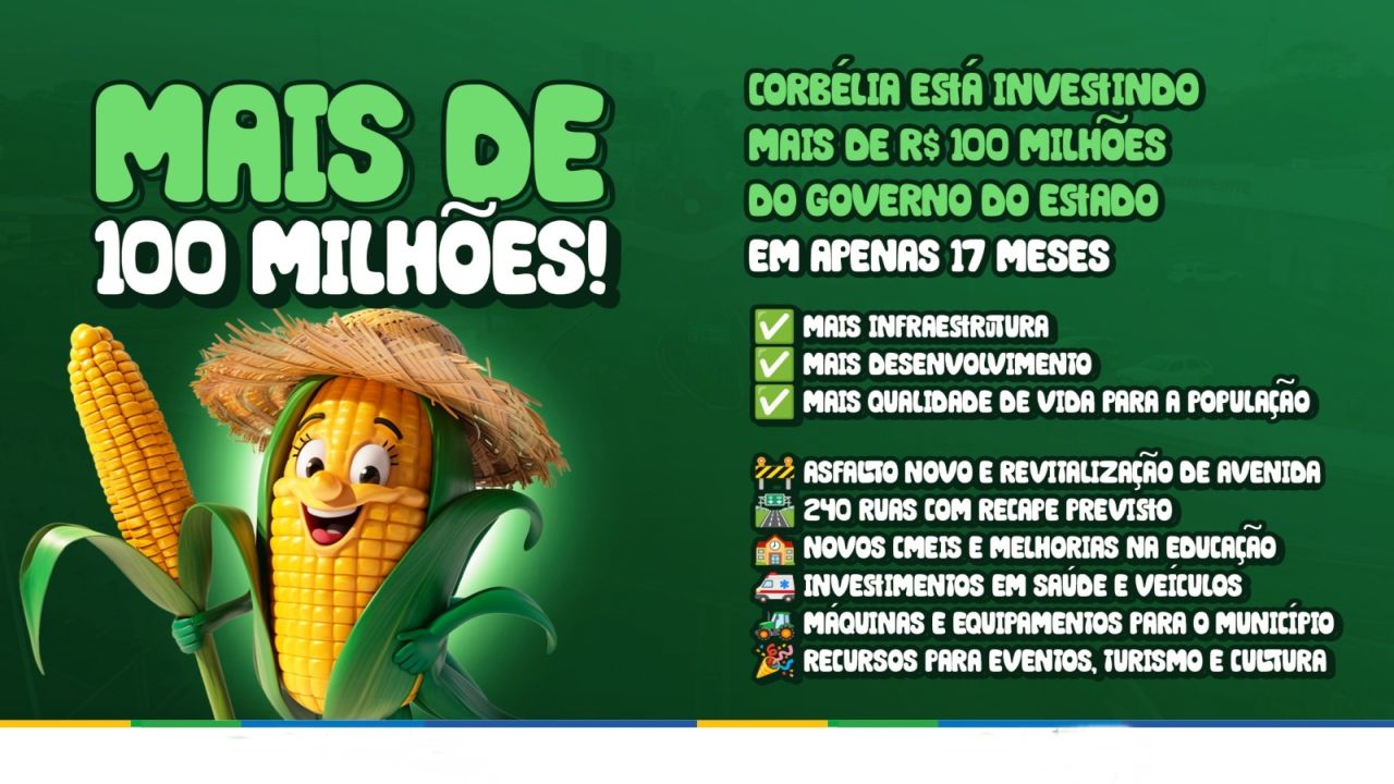 Corbélia ultrapassa R$ 100 milhões em investimentos com obras, asfalto, moradias e novos equipamentos