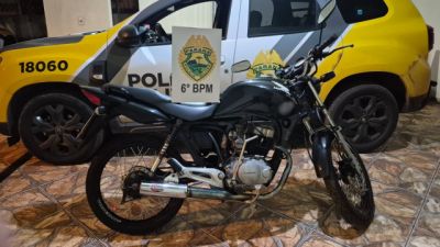 Imagem referente a notícia: Motocicleta com descarga livre é apreendida após denúncias de manobras perigosas em Três Barras do Paraná