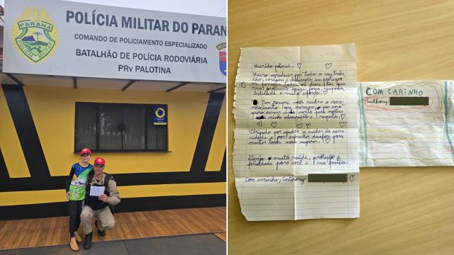 Imagem referente a notícia: Menino de 9 anos emociona policiais durante visita ao BPRv em Palotina