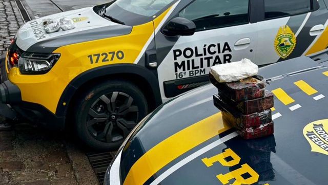Imagem referente a notícia: PRF e PM apreendem drogas escondidas em tanque de combustível na BR-277 em Guarapuava