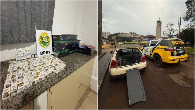 Imagem referente a notícia: ROTAM apreende carga com medicamentos emagrecedores e eletrônicos na BR-369 em Corbélia