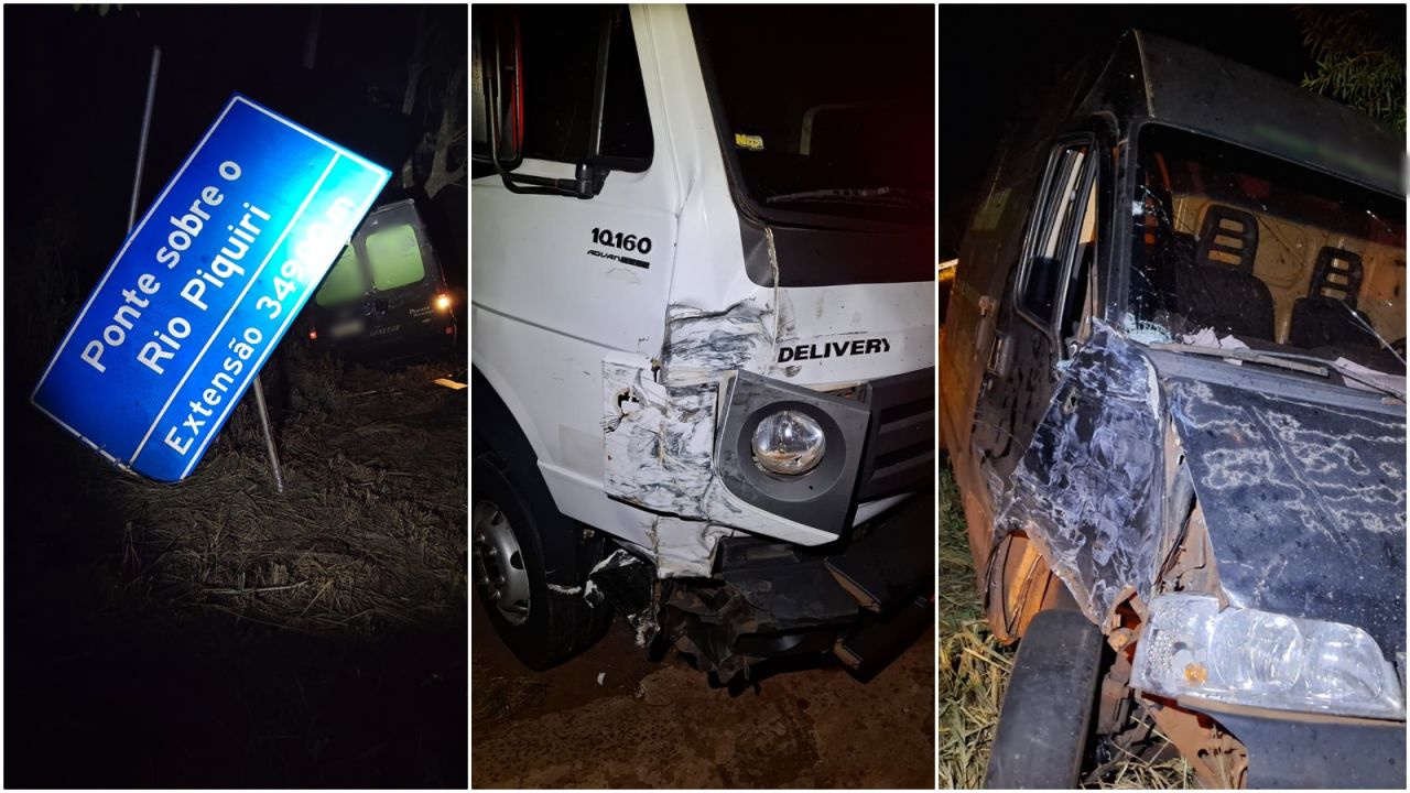 Colisão frontal entre caminhão e van deixa danos materiais na PR-182 em Palotina