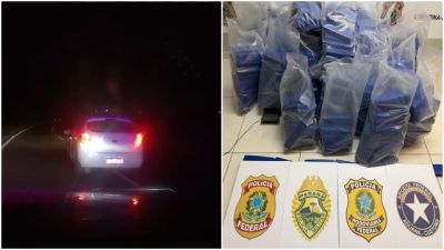 Imagem referente à notícia: PRF apreende 480 kg de maconha após perseguição e acidente em Rolândia, no Paraná