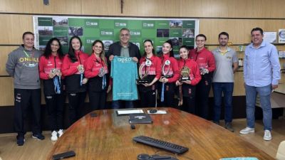 Imagem referente à notícia: Agito apresenta conquistas e ações da ginástica rítmica em visita à Prefeitura de Toledo