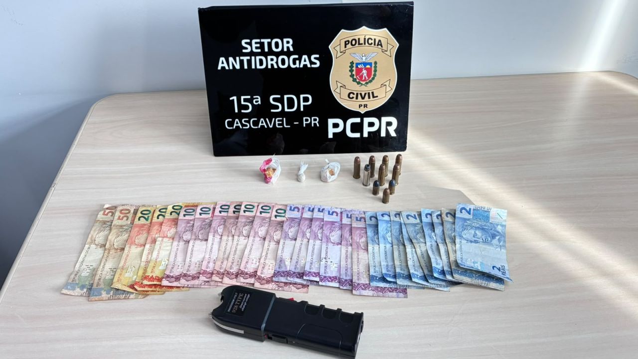 Homem é preso por tráfico de drogas após operação da Polícia Civil e Guarda Municipal em Cascavel